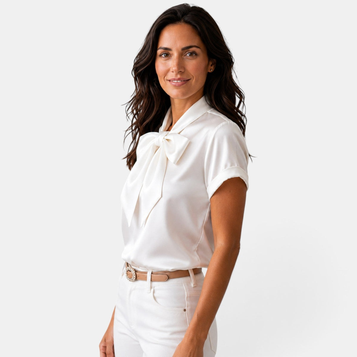 Blusa Satinada Mujer con Lazo