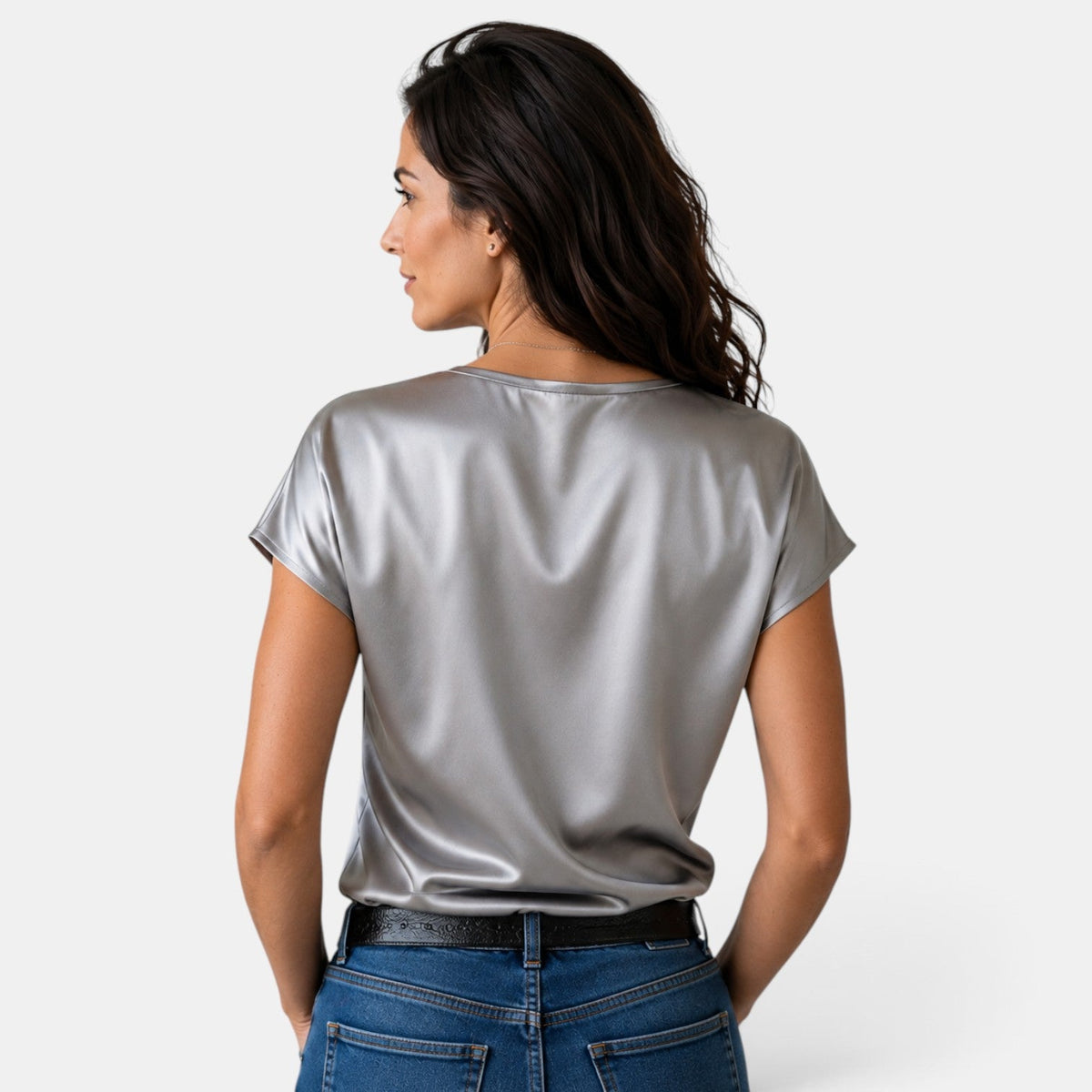 Blusa Satinada Mujer Escote Cruzado