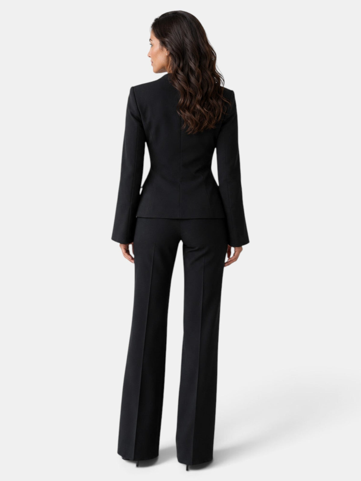 Traje Mujer Elegante Negro Pantalón Recto