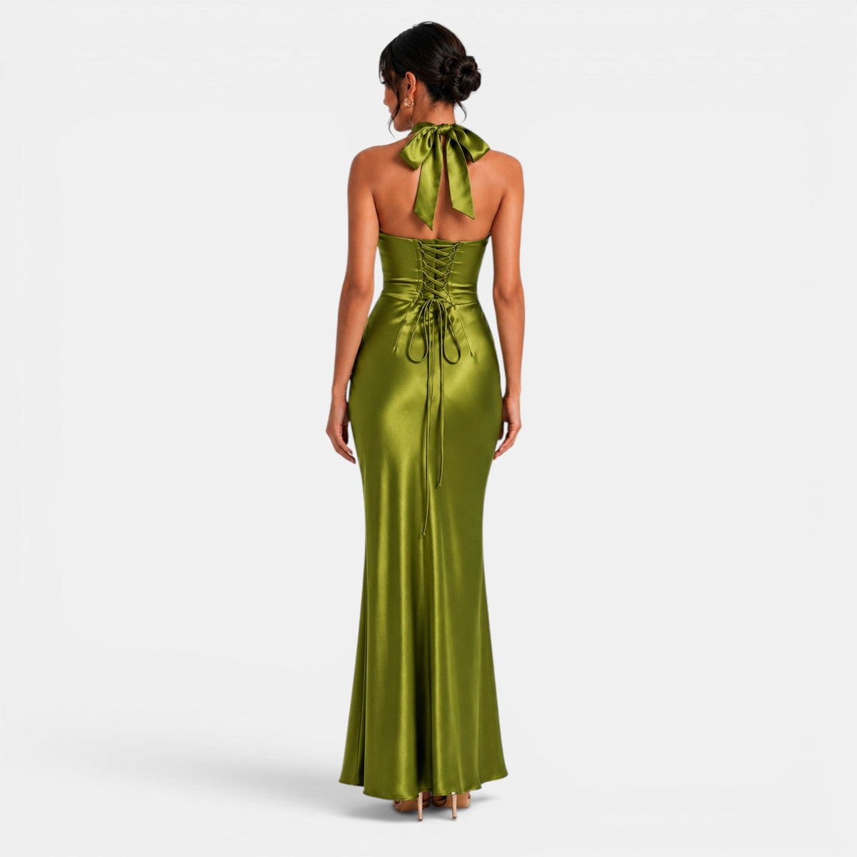 Vestido Satén Fiesta Largo Mujer