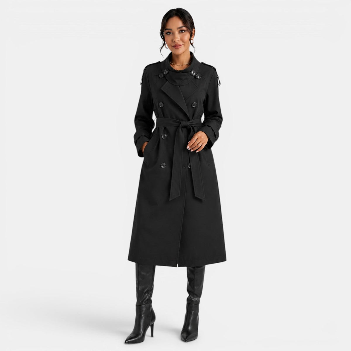 Gabardina Mujer Elegante Cinturón