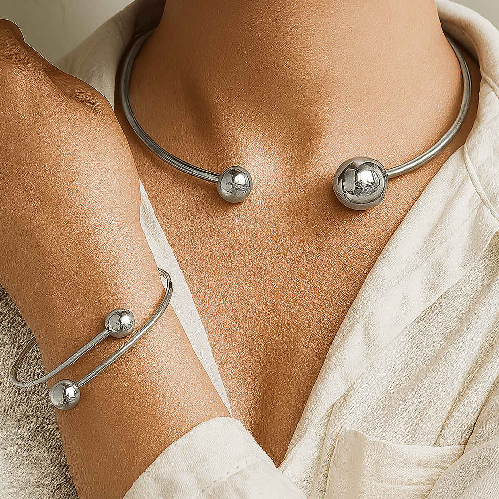 Set Minimalista Gargantilla y Pulsera Brillante