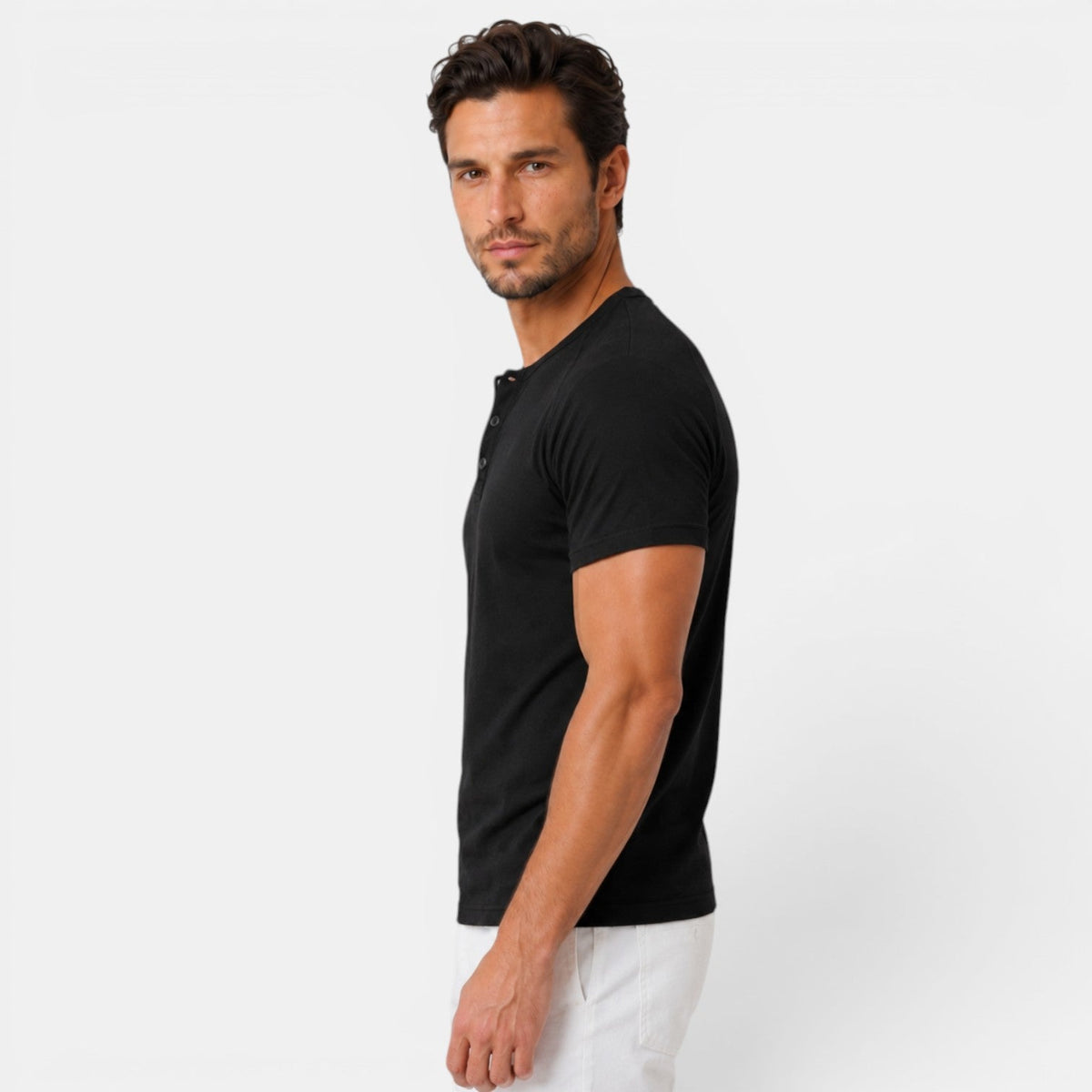 Camiseta Henley Hombre Casual