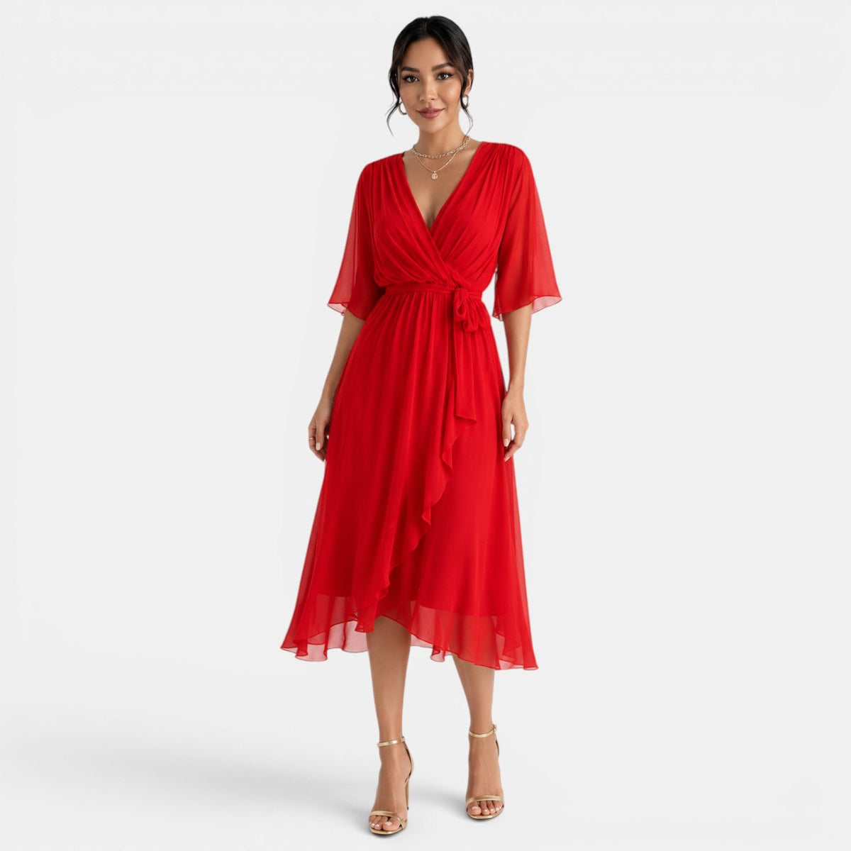 Vestido Midi Elegante Mujer