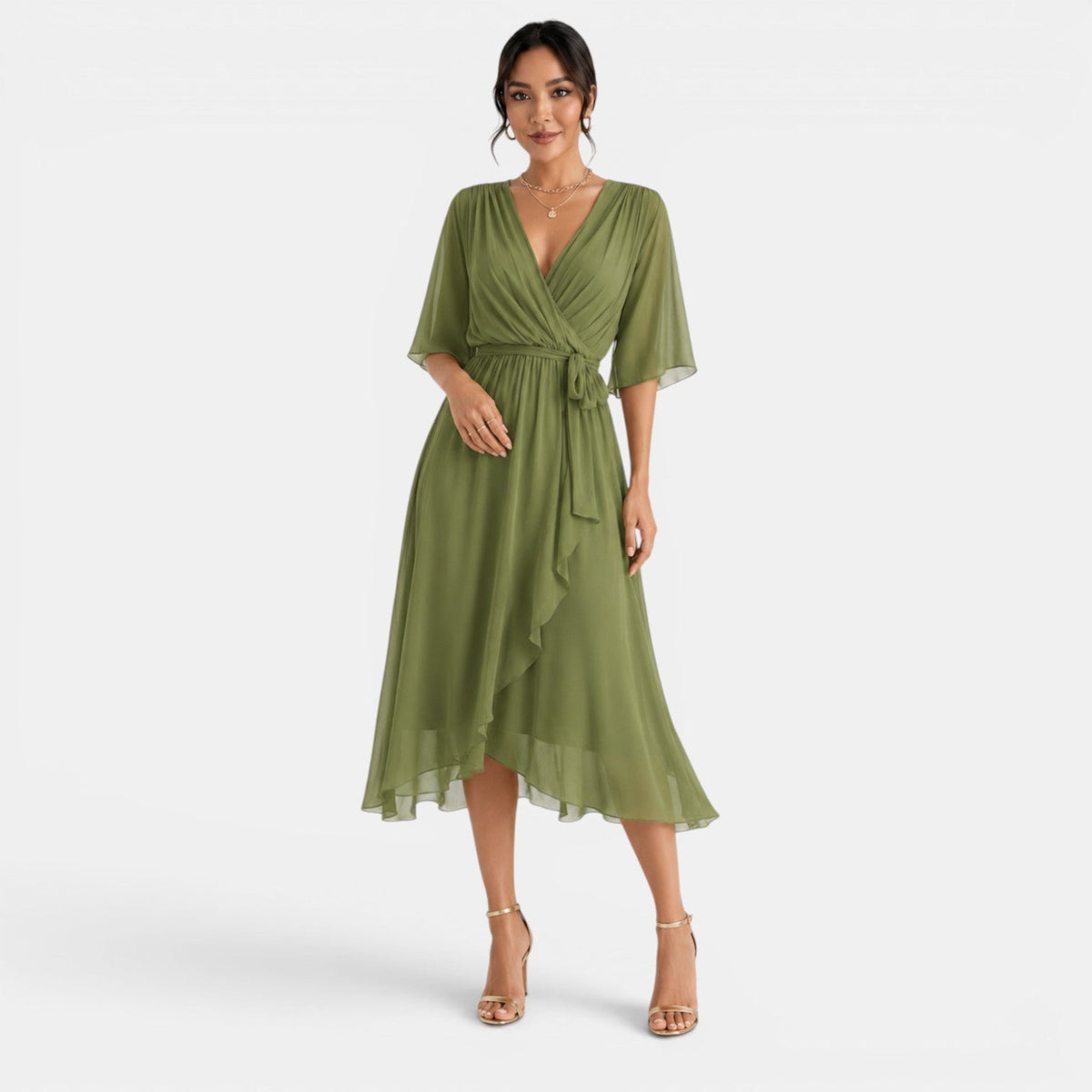 Vestido Midi Elegante Mujer