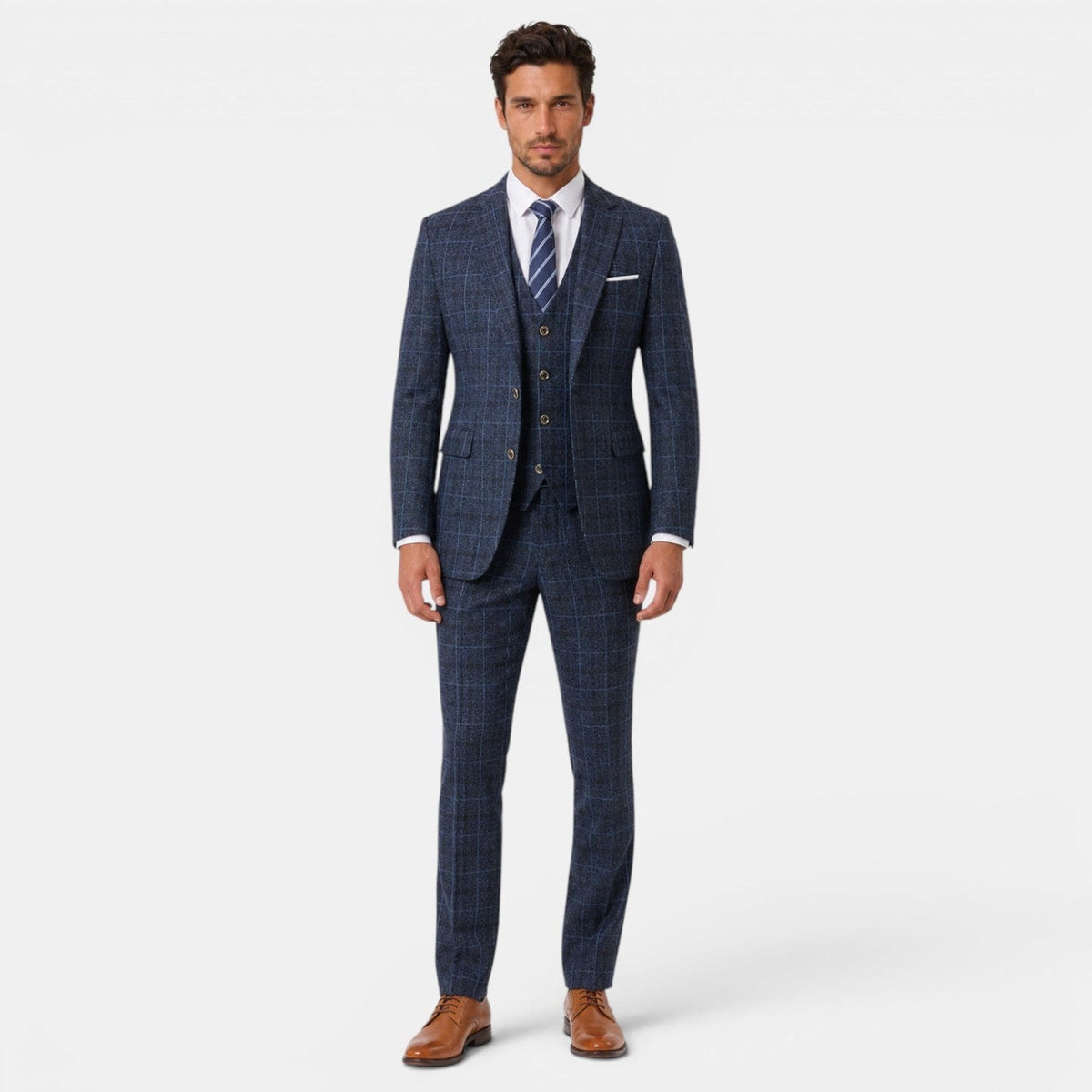 Traje Hombre 3 Piezas Cuadros