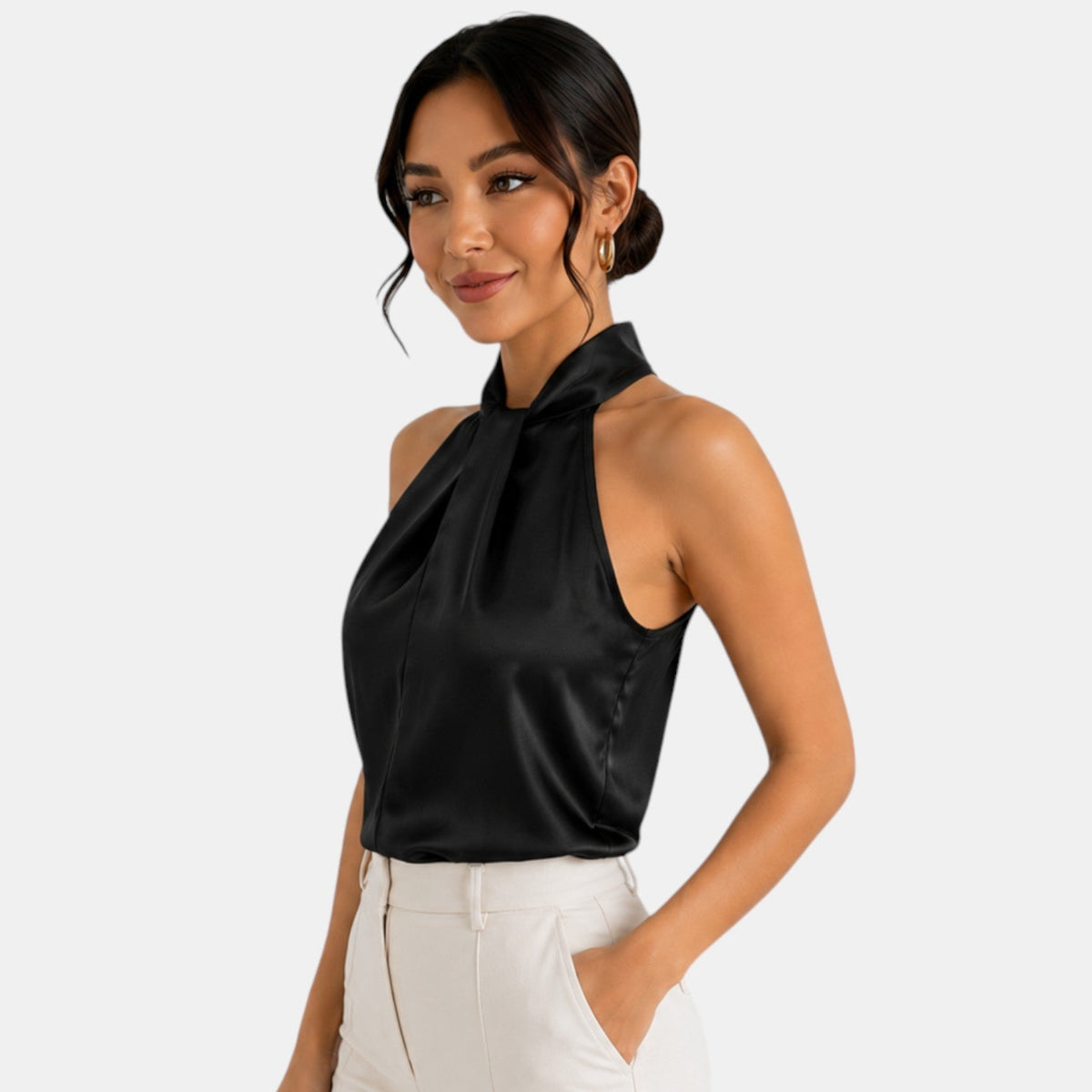 Top Satén Mujer Halter