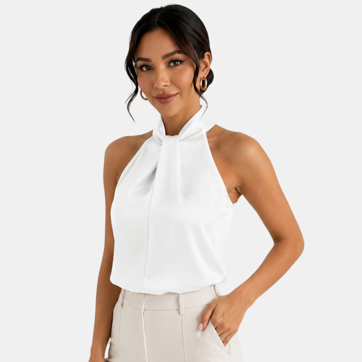 Top Satén Mujer Halter