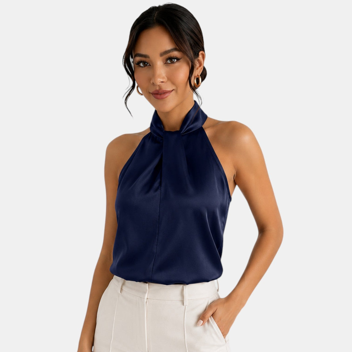 Top Satén Mujer Halter