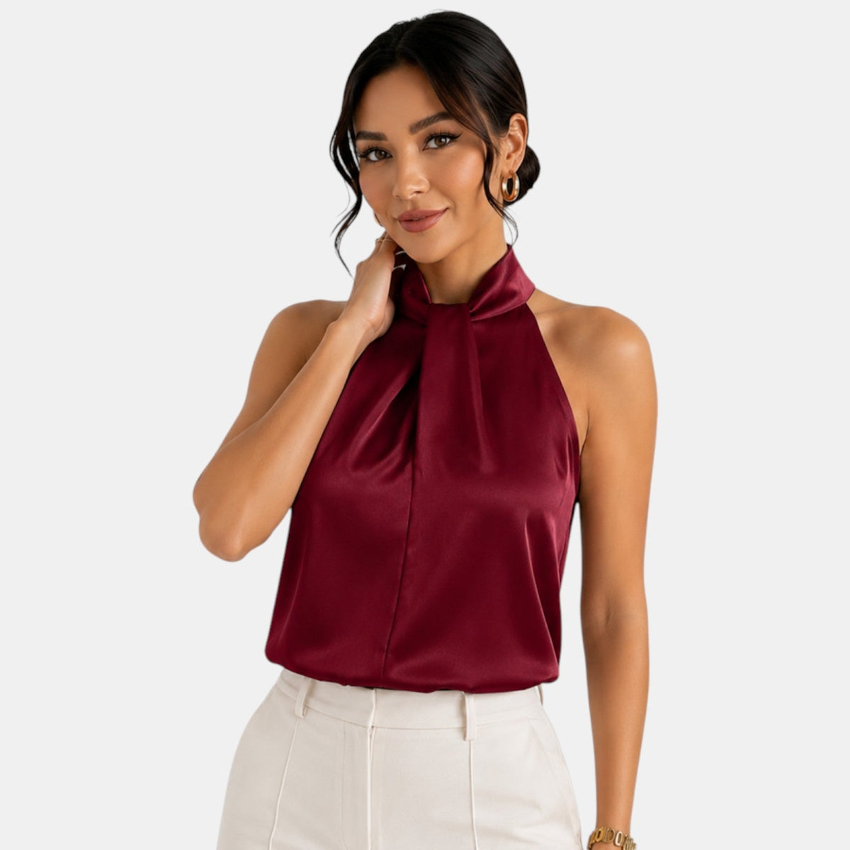 Top Satén Mujer Halter