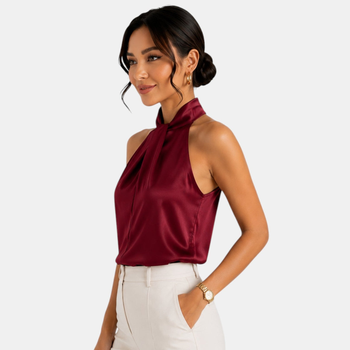 Top Satén Mujer Halter