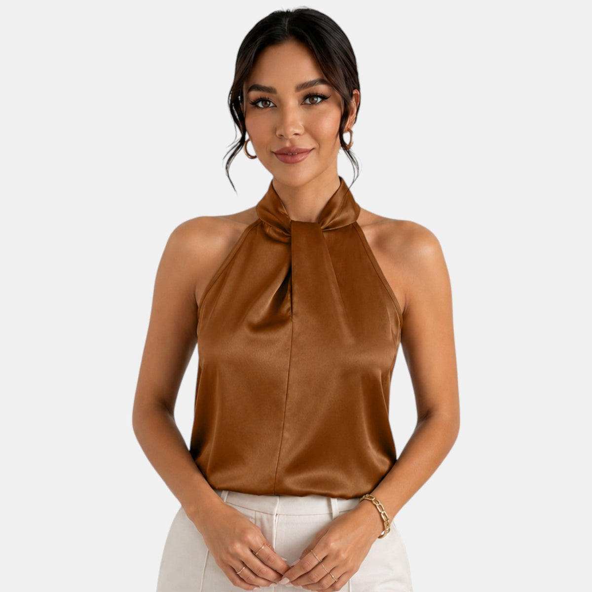 Top Satén Mujer Halter
