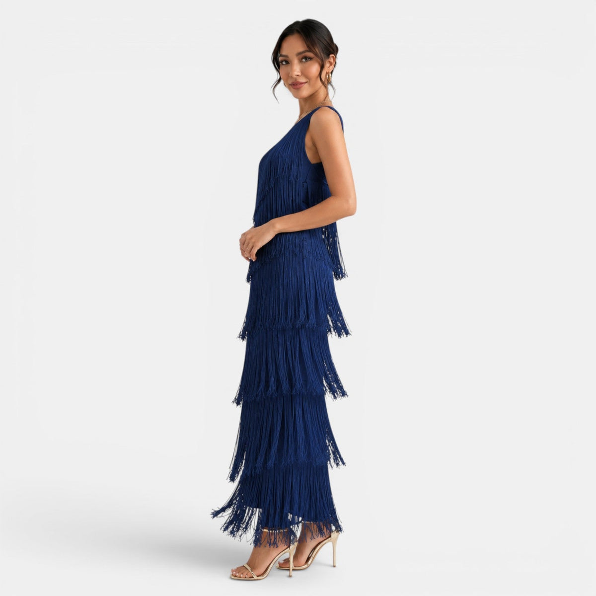 Vestido Mujer Fiesta Flecos