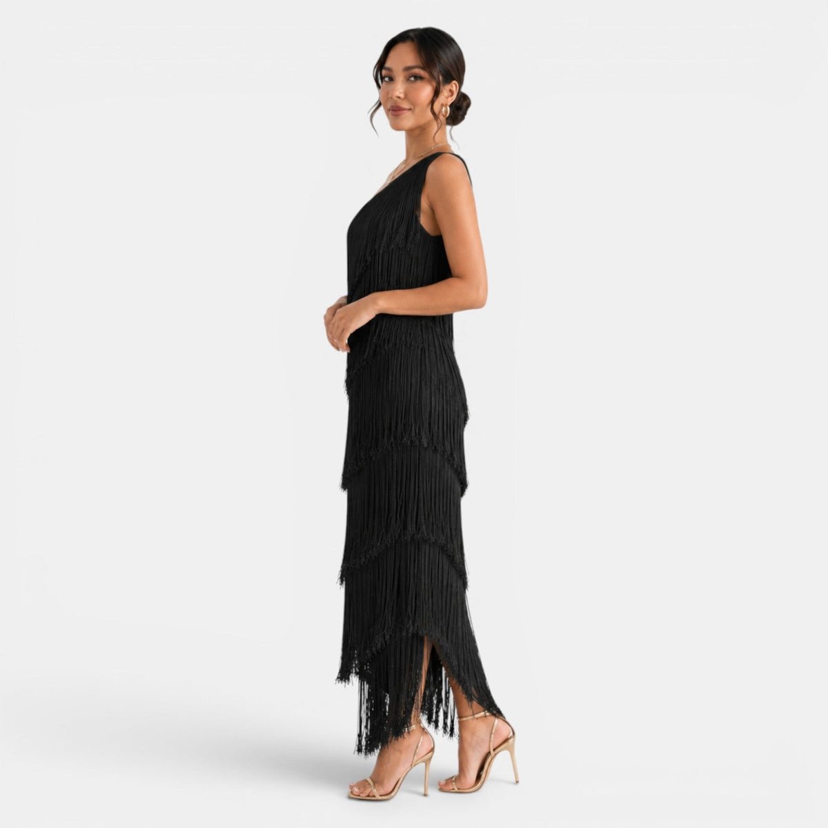 Vestido Mujer Fiesta Flecos