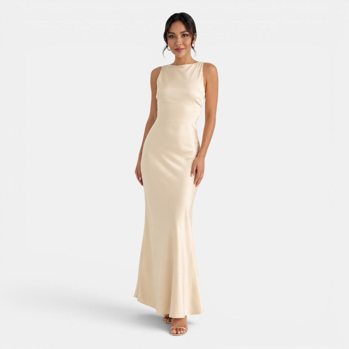Vestido Satén Espalda Descubierta