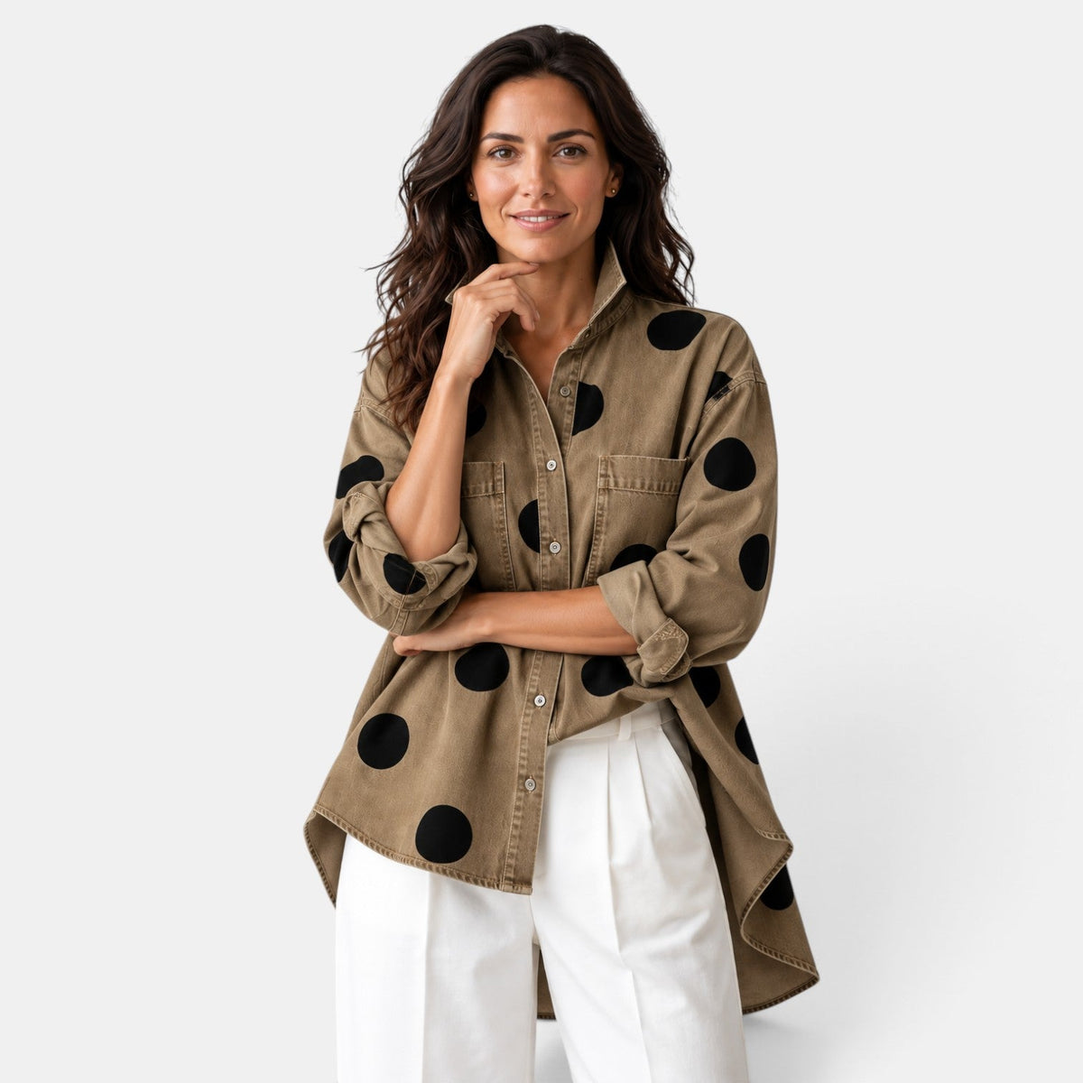 Camisa Mujer Lunares con Botones