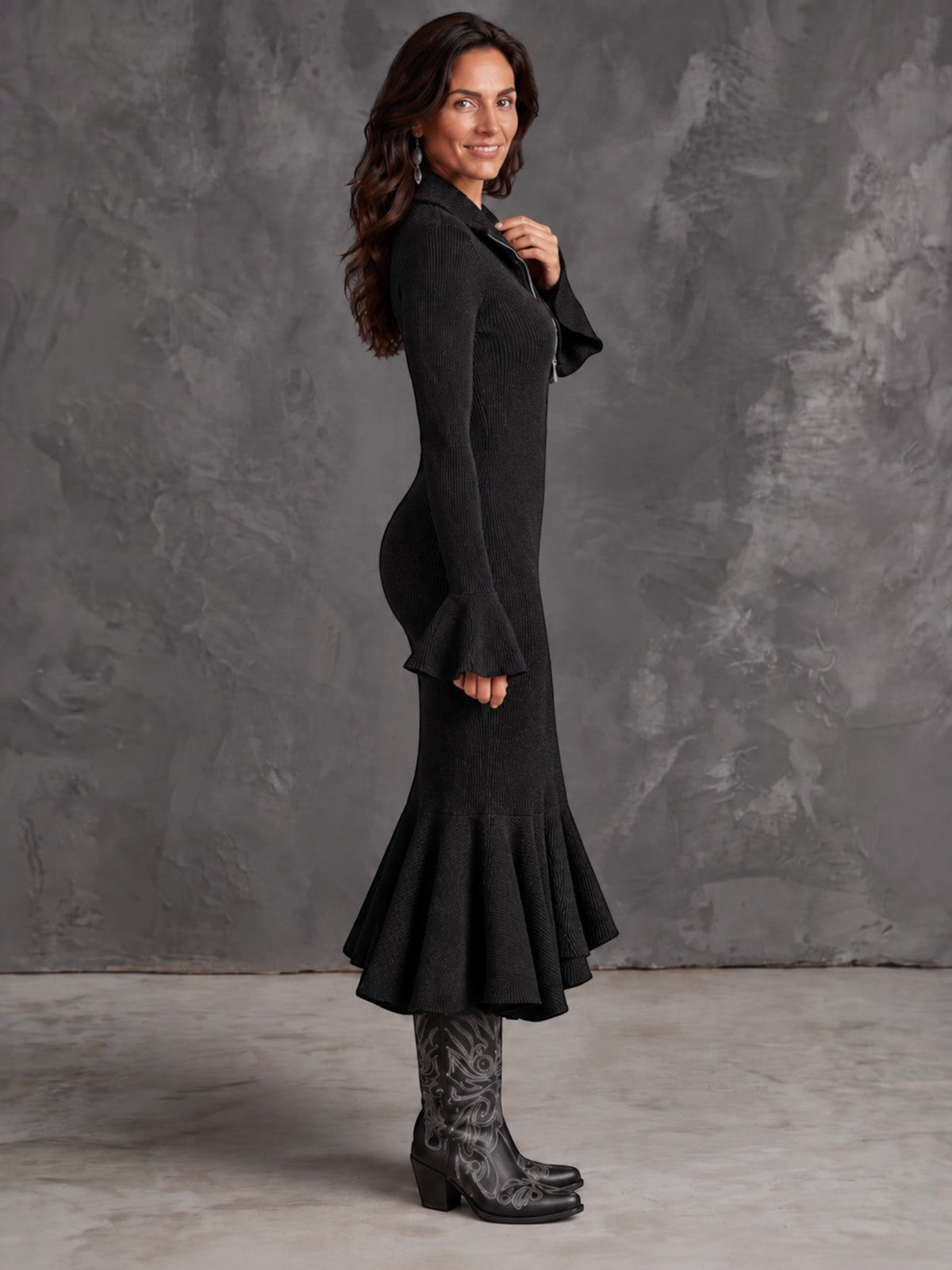 Vestido Midi Mujer Punto Canalé