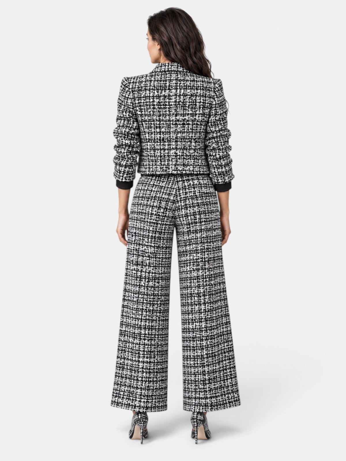 Conjunto Mujer Cuadros Pantalón Ancho