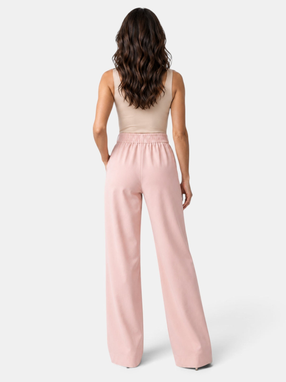 Pantalón Mujer Pierna Ancha Elástico