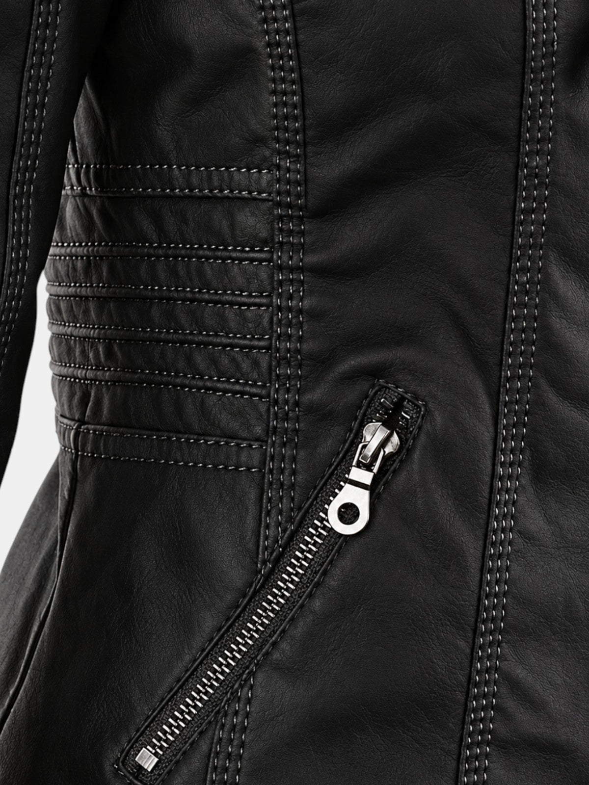 Chaqueta Impermeable de Polipiel para Mujer con Capucha