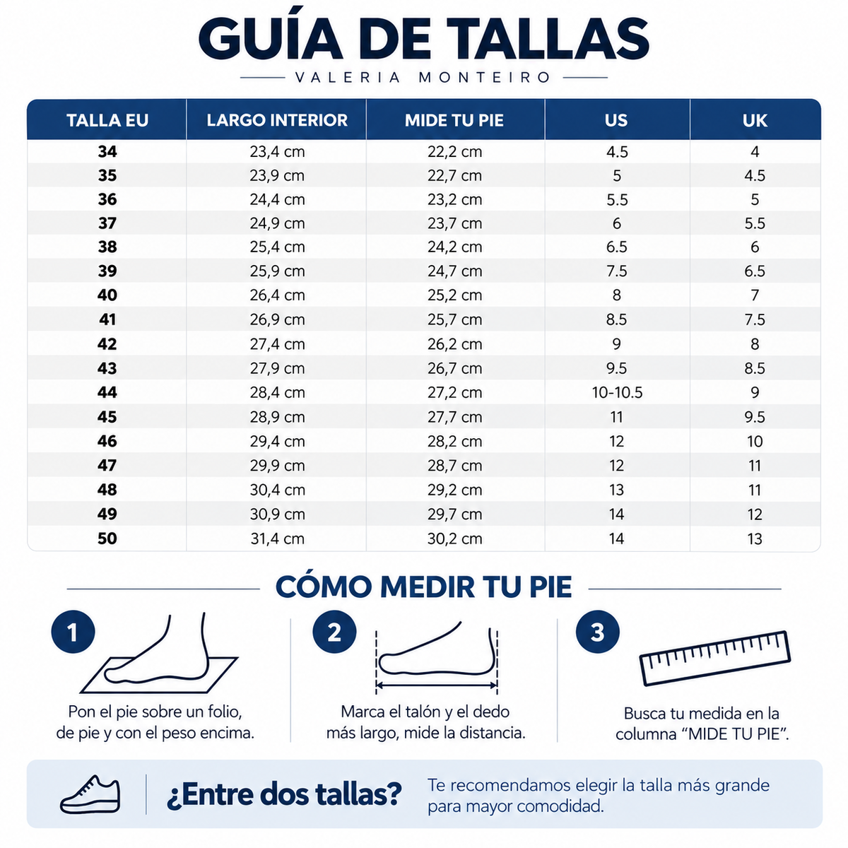 Guía de tallas
