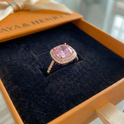 Anillo Zafiro Rosa Talla Cojín