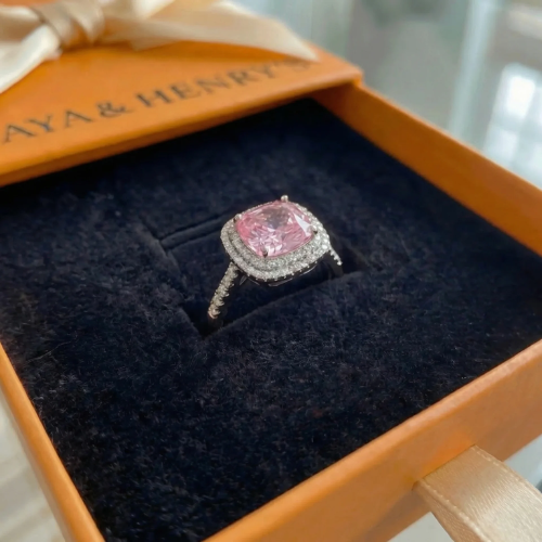 Anillo Zafiro Rosa Talla Cojín