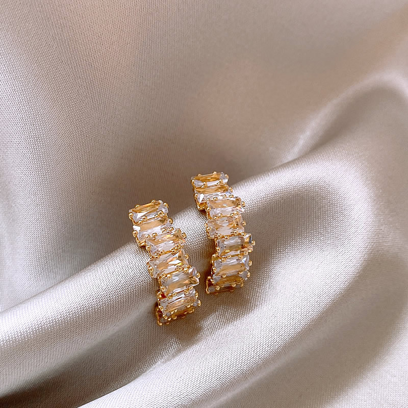 Pendientes Elegantes Oro con Zirconios