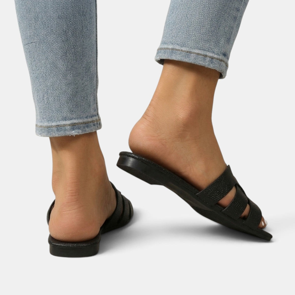 Sandalias Ortopédicas Mujer Premium de Piel – Sandalias Planas con Tira H