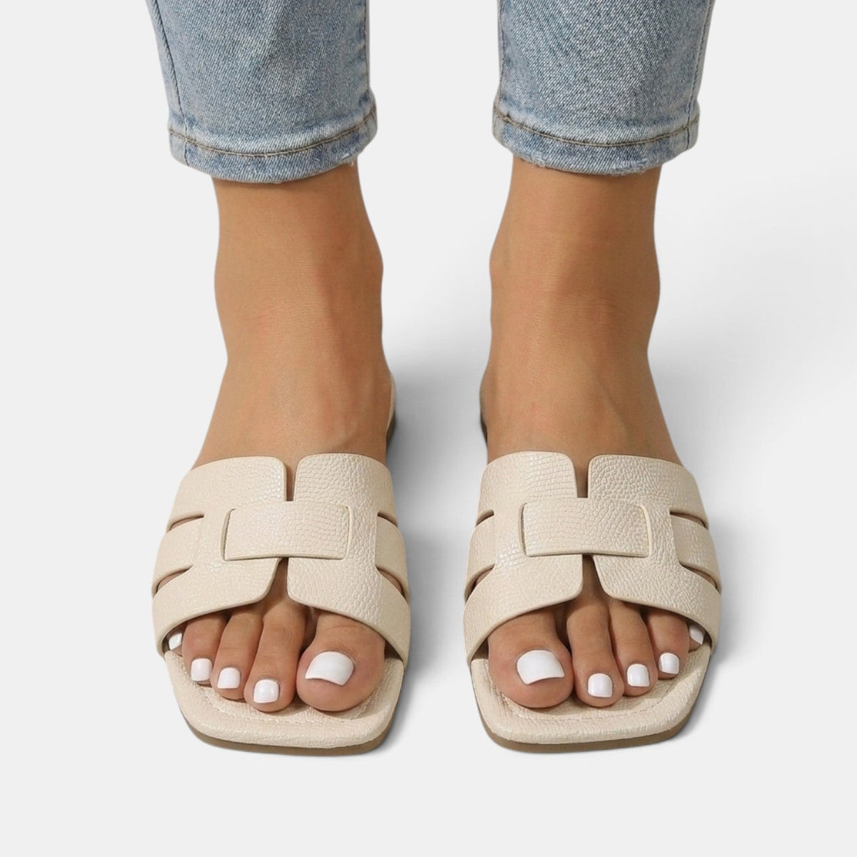 Sandalias Ortopédicas Mujer Premium de Piel – Sandalias Planas con Tira H