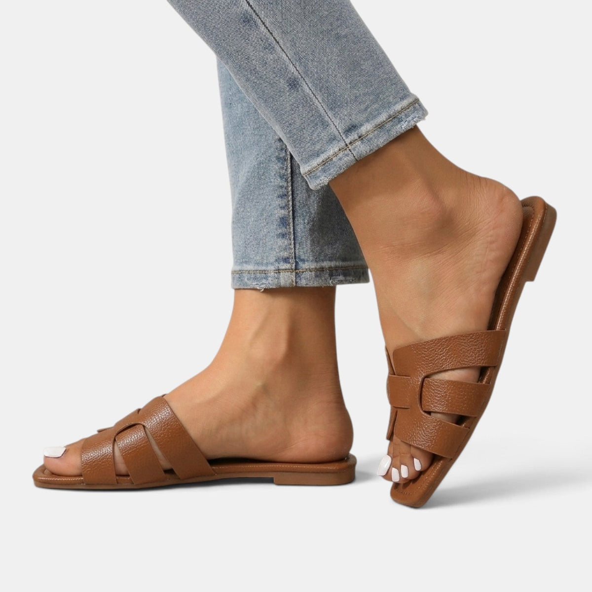 Sandalias Ortopédicas Mujer Premium de Piel – Sandalias Planas con Tira H