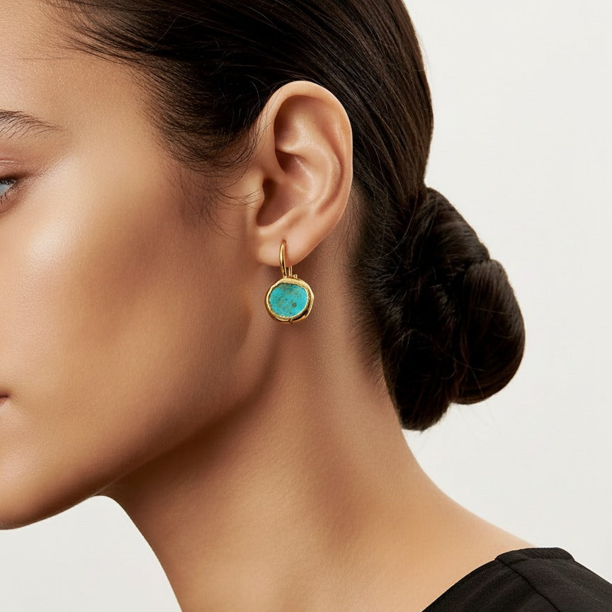 Pendientes Oro con Piedra Turquesa