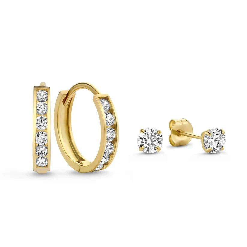 Set de Pendientes Dara Brillane Oro Blanco