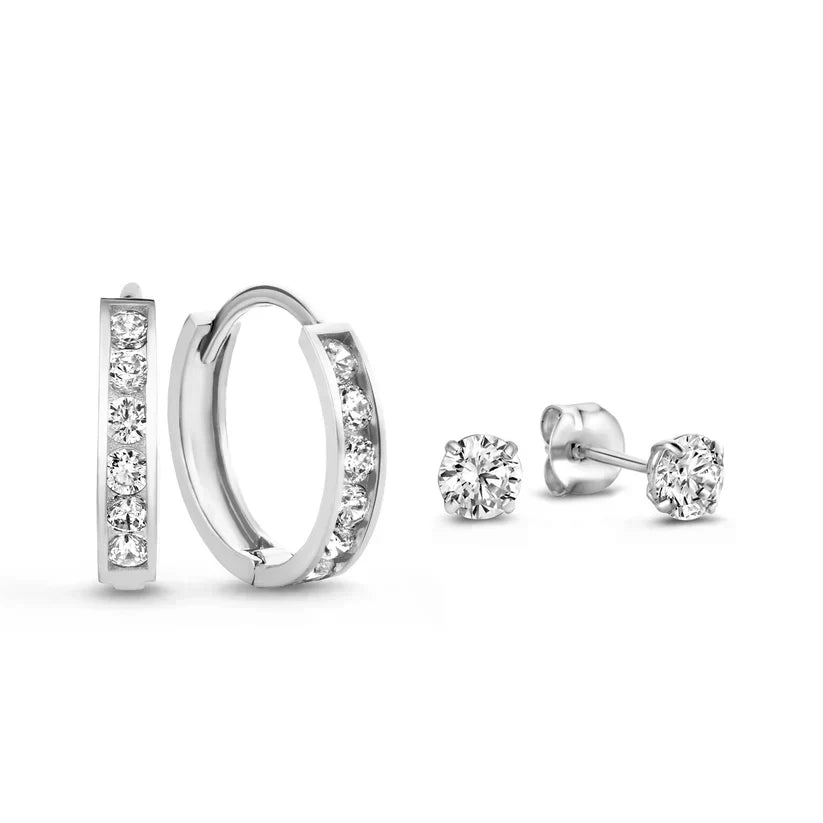 Set de Pendientes Dara Brillane Oro Blanco