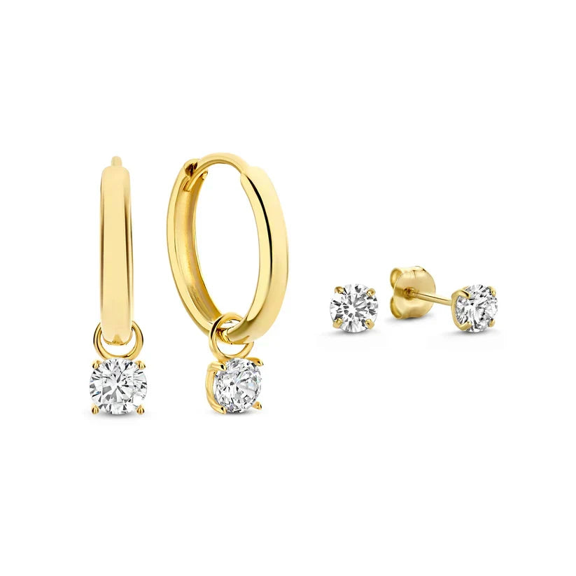 Set de Pendientes Lágrimas de Luna Oro Blanco