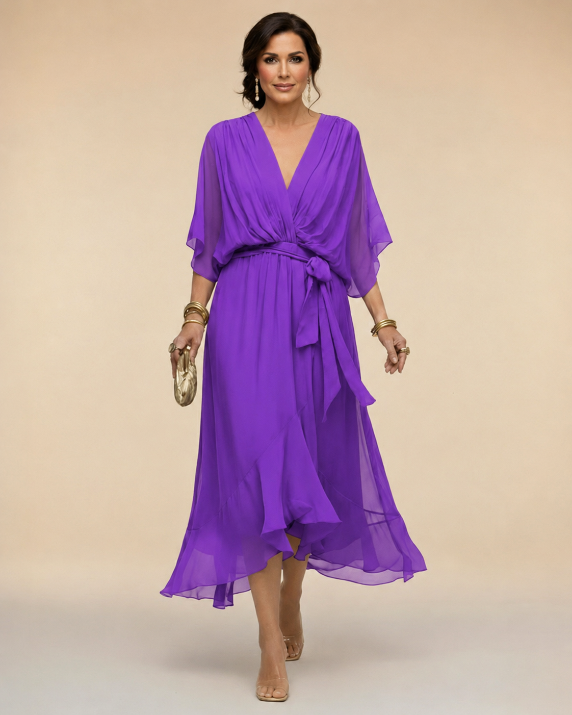Julieta | Abito in chiffon con scollo a V