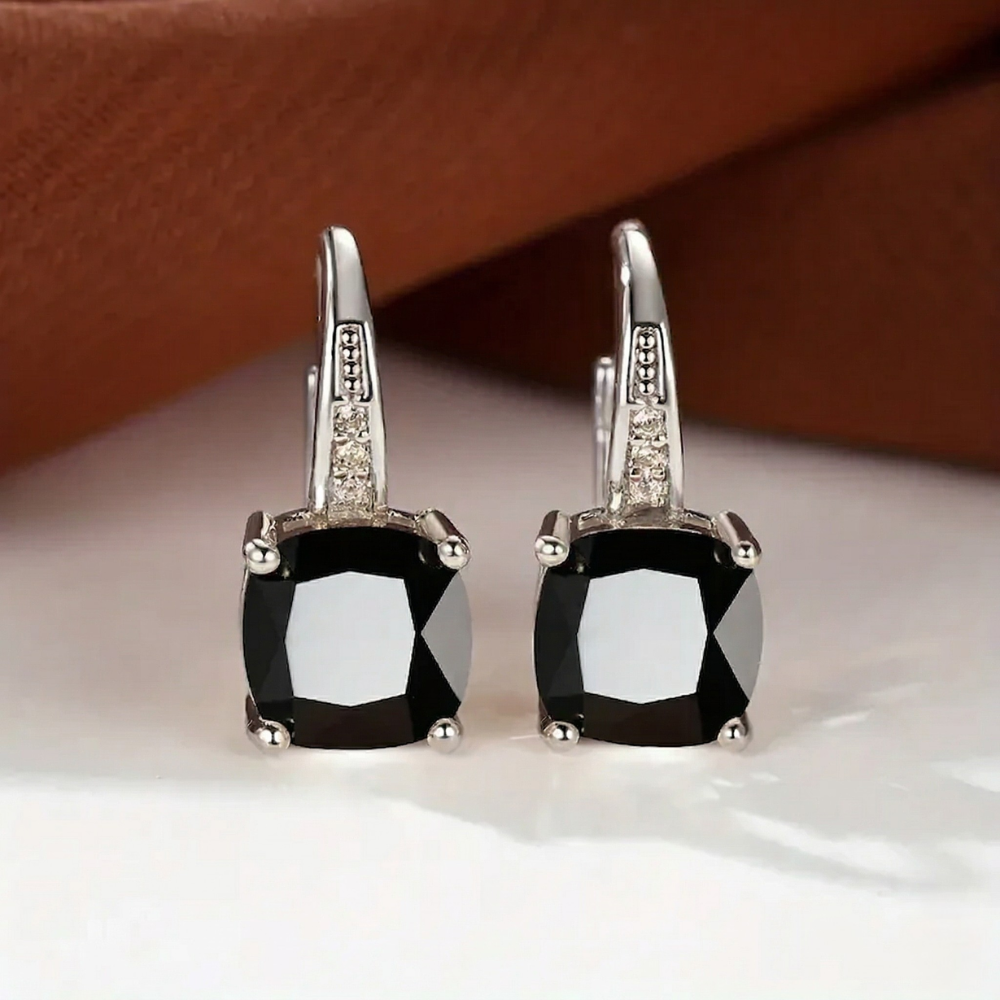 Pendientes Aro con Piedra Oro Blanco