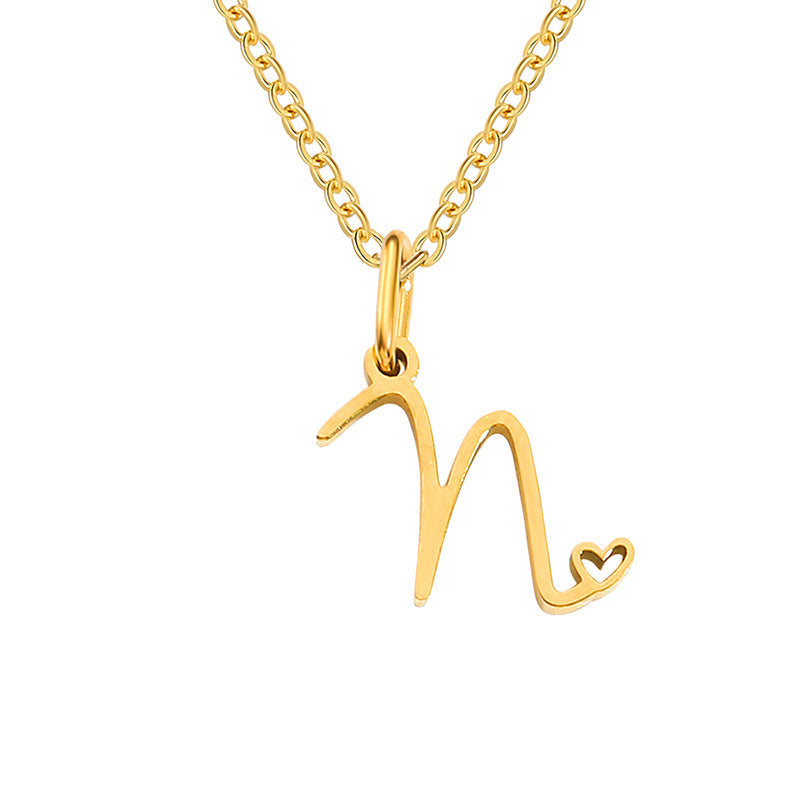 Collar Inicial en Corazón Oro