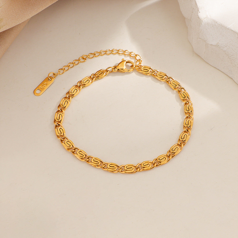 Pulsera de Cadena Trenzada Nusa Oro Blanco