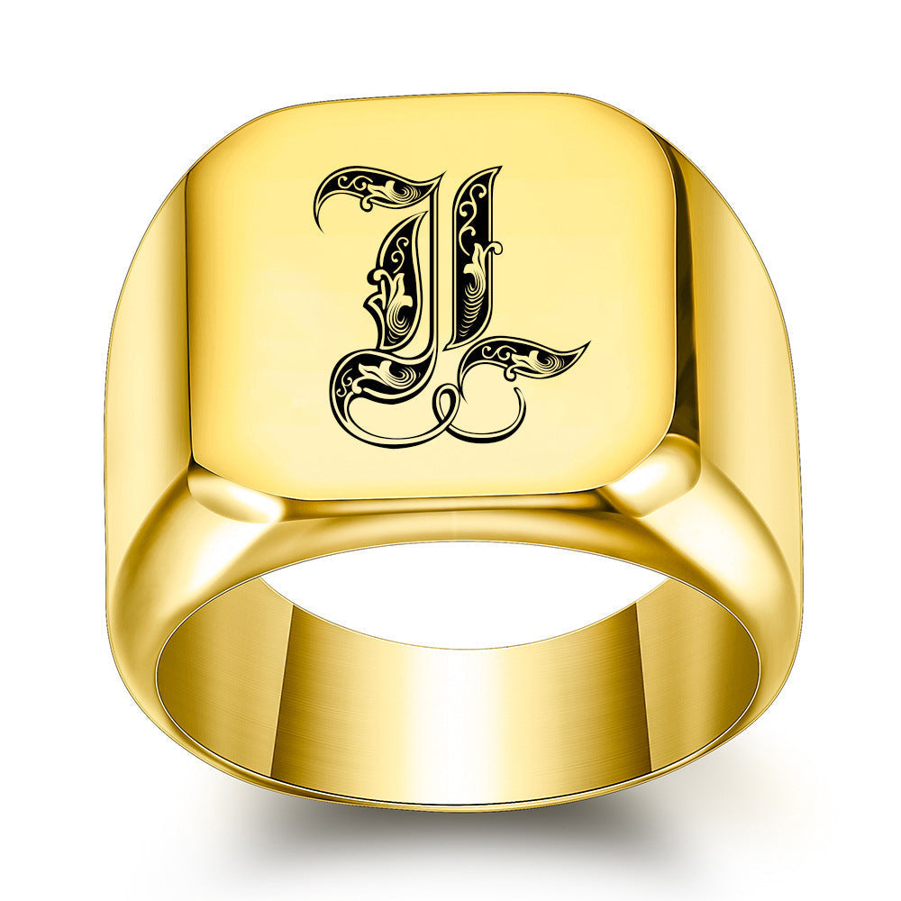 Anillo Clásico con Inicial Noble Oro