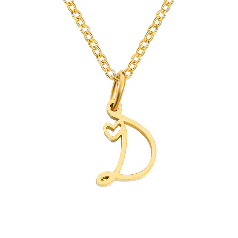 Collar Inicial en Corazón Oro
