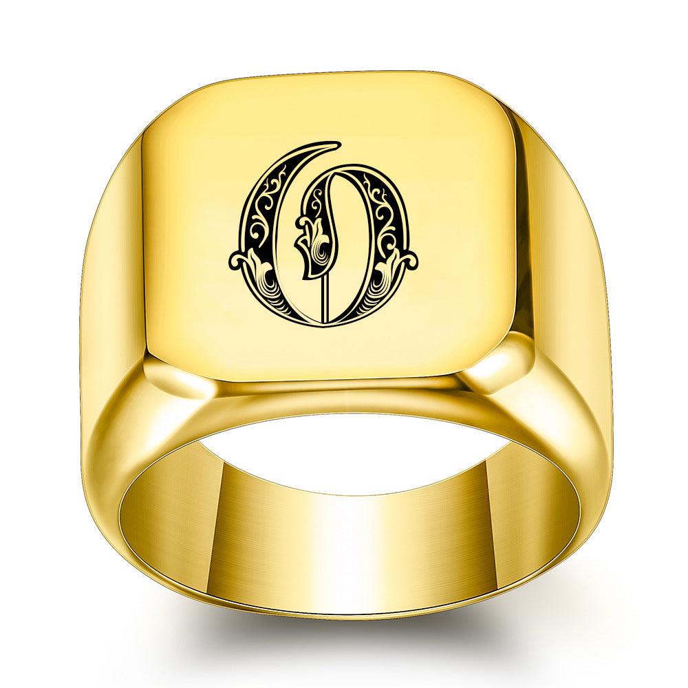 Anillo Clásico con Inicial Noble Oro