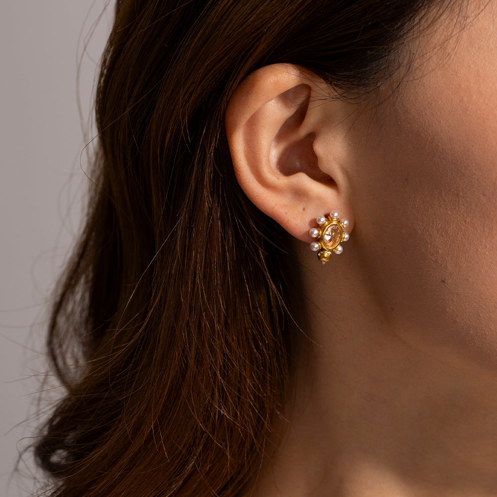 Pendientes Sofisticados Oro con Perla