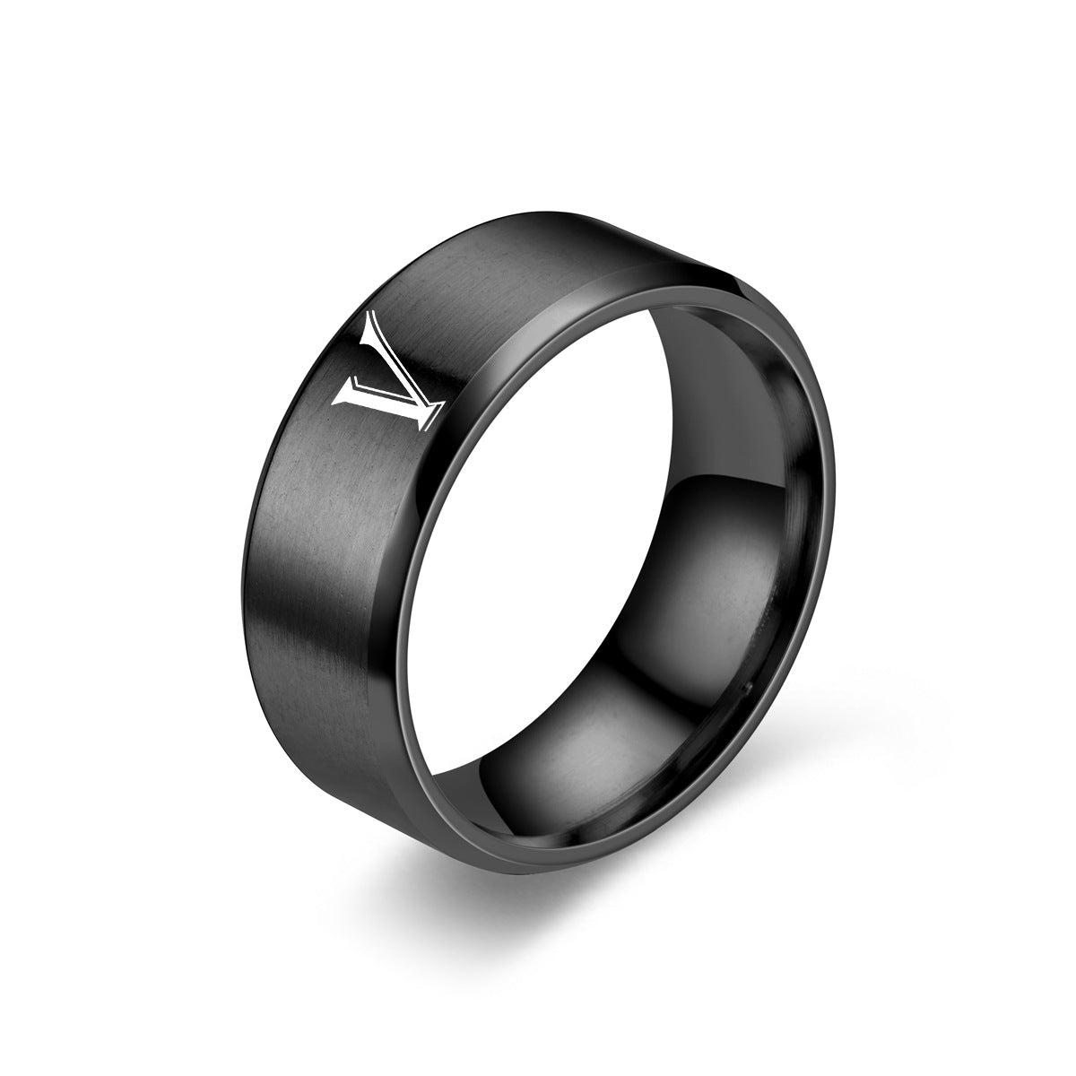 Anillo con Inicial Obsidian Acabado Negro