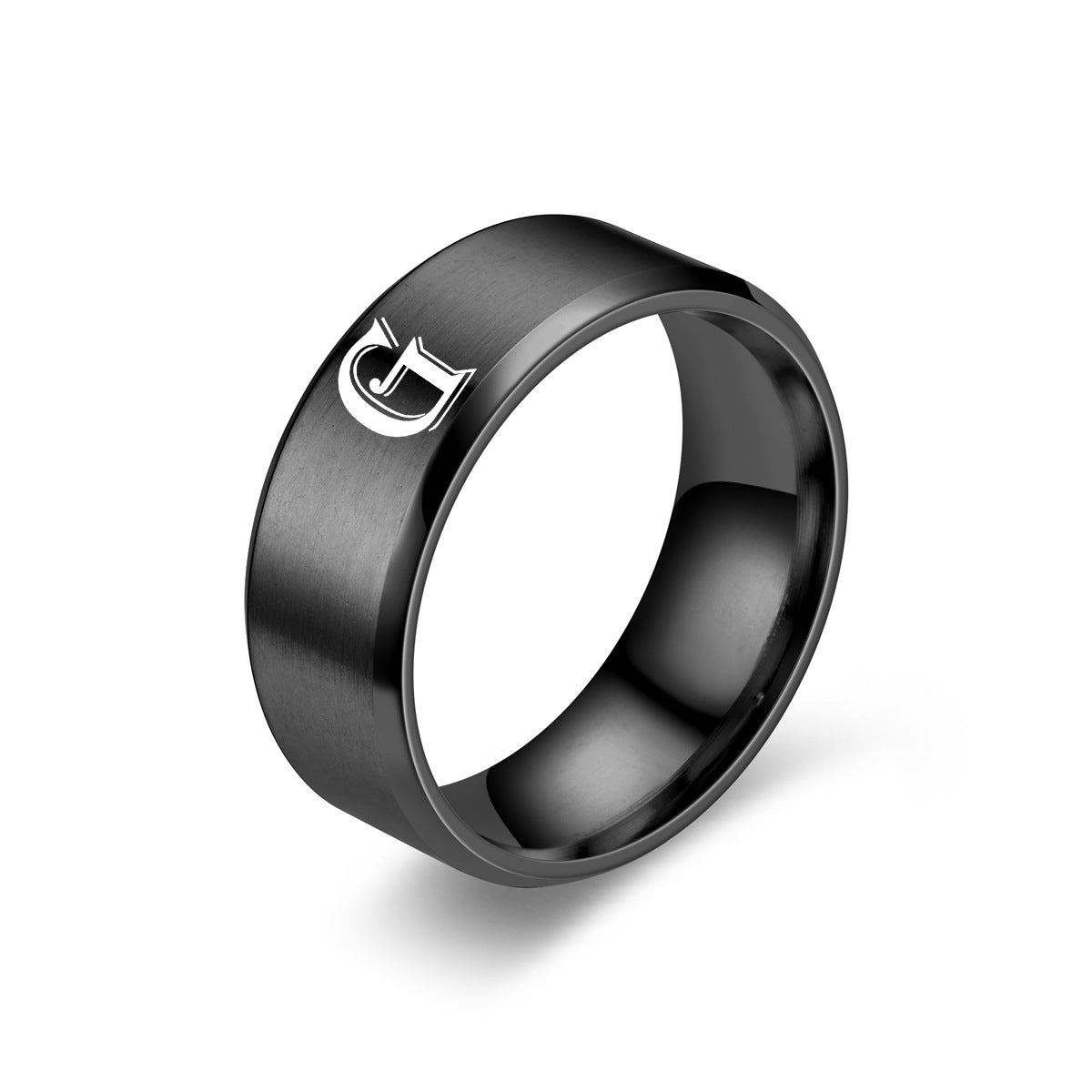 Anillo con Inicial Obsidian Acabado Negro
