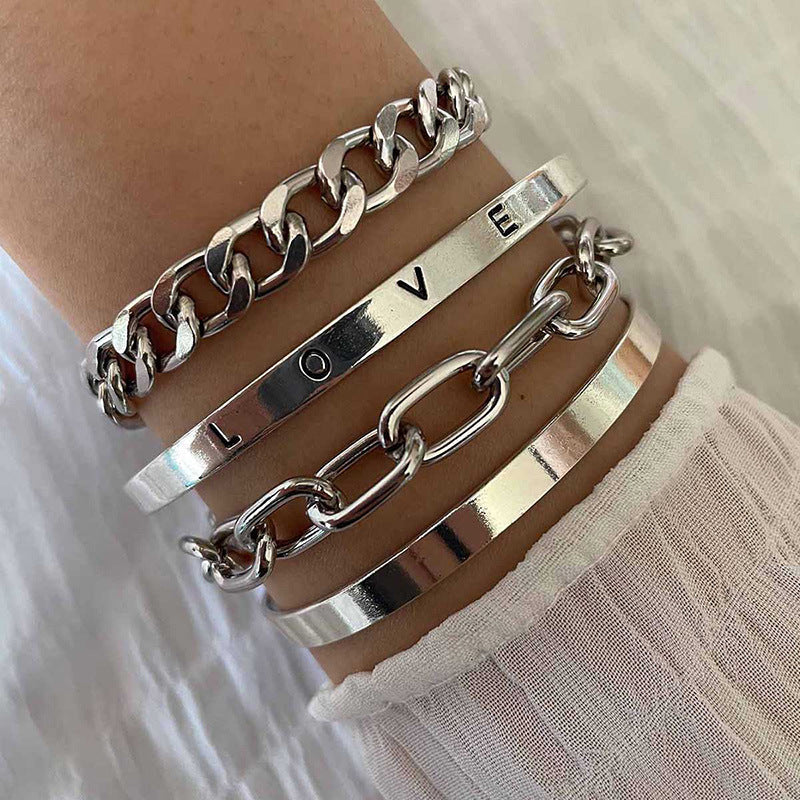 Set de Pulseras Elan Mercer Oro Blanco
