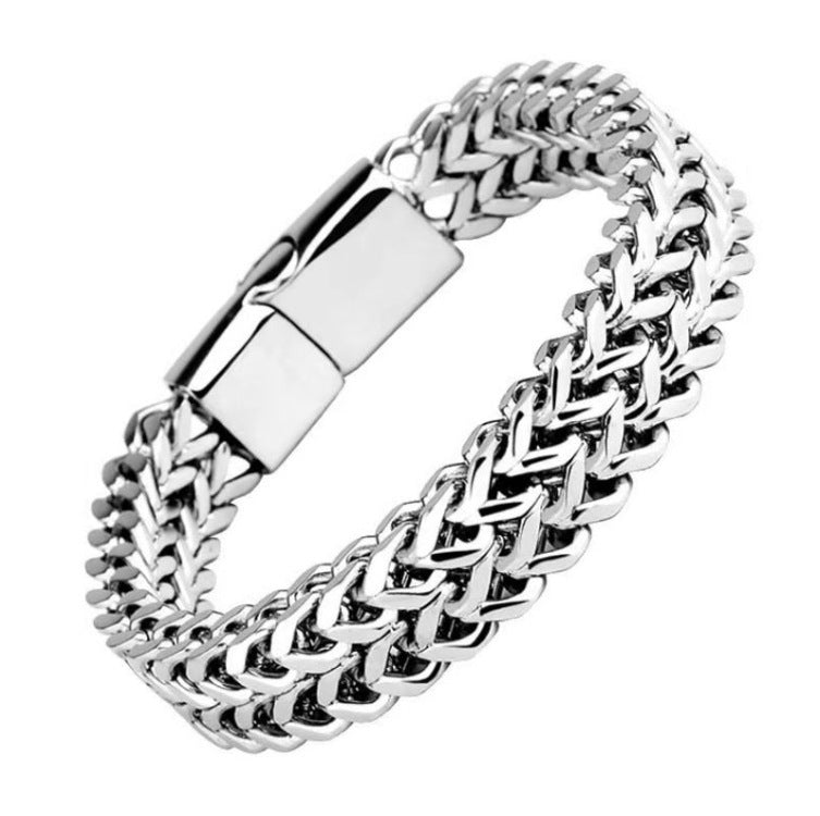 Pulsera Doble Cadena Ironclad Oro Blanco