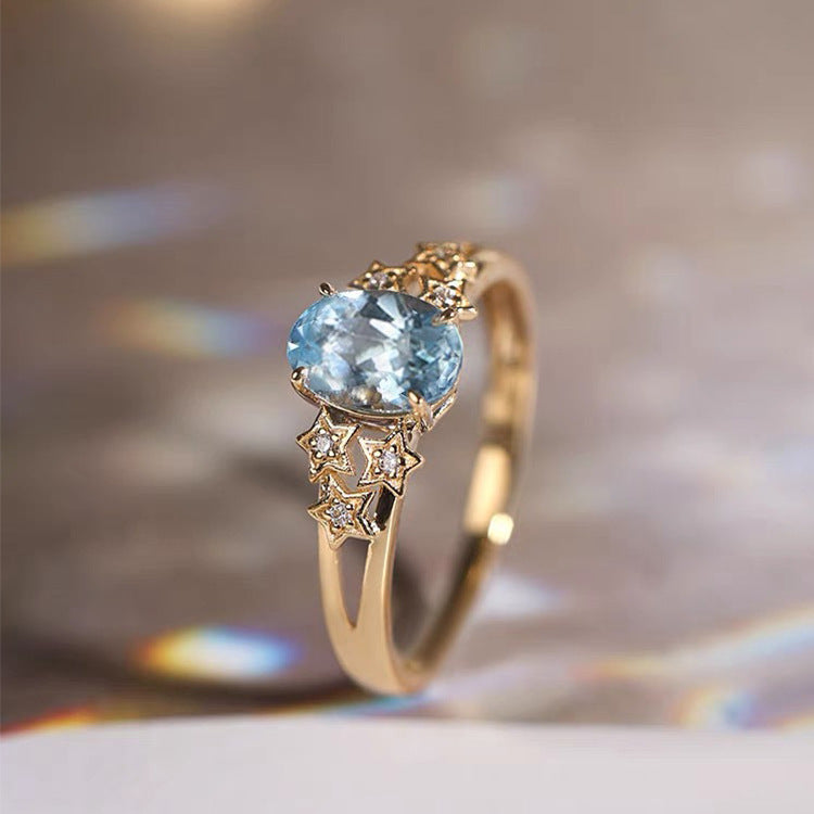 Anillo Exclusivo Oro con Cristal Azul