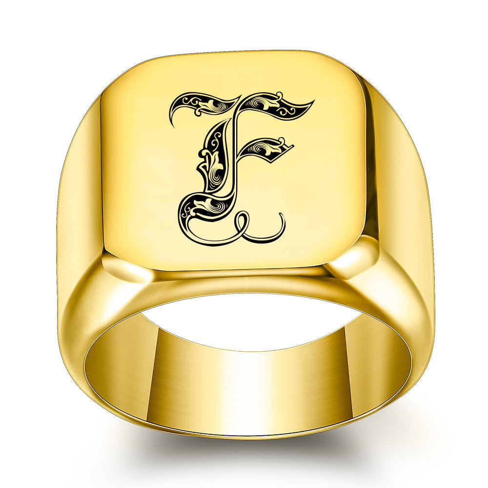 Anillo Clásico con Inicial Noble Oro