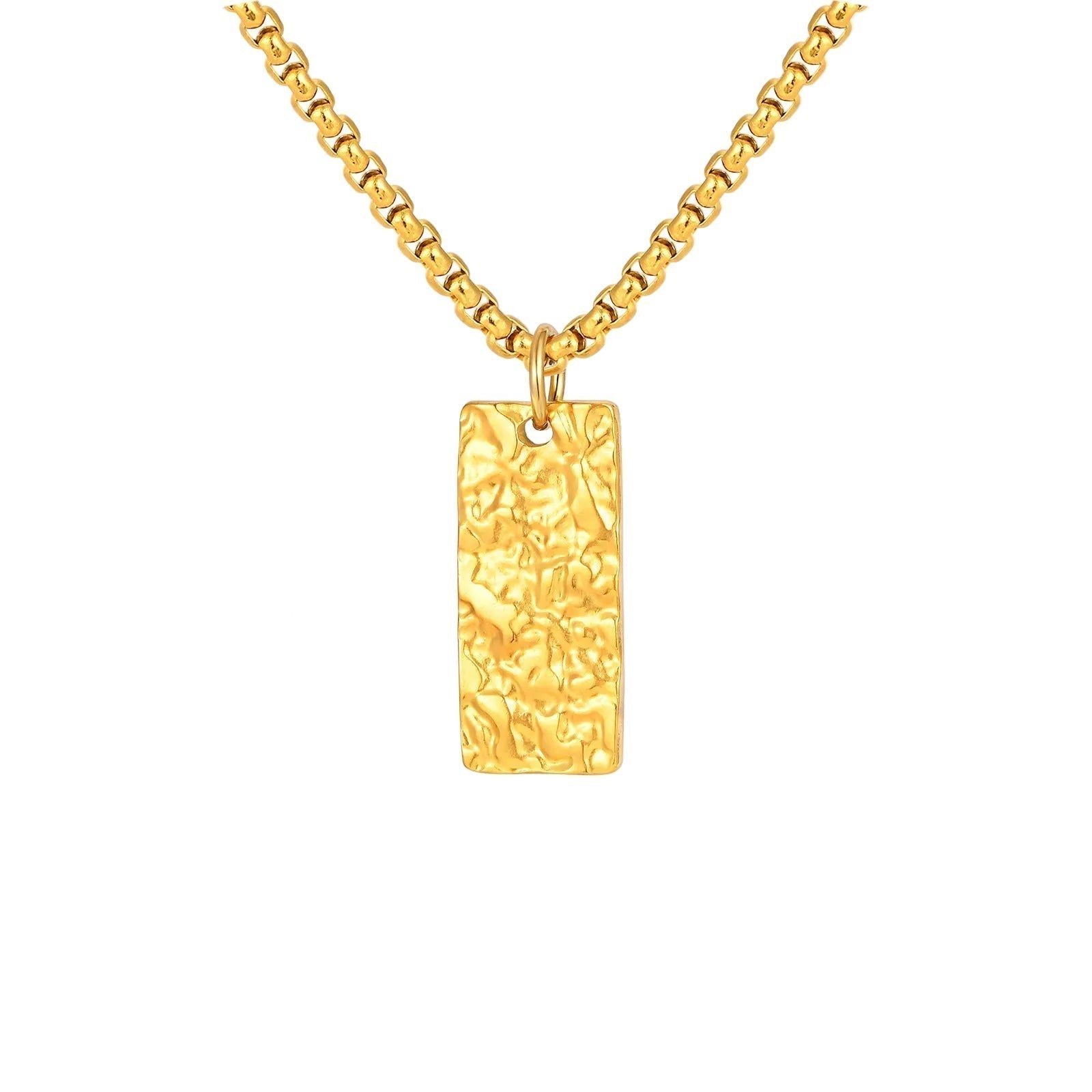 Collar Barra Martillada Ziven Oro Blanco